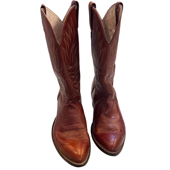 Dan Post Western Vintage Cowboy Boots Leather Red Brown Woman Size 11.5 EW 80's - Picture 4 of 16